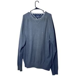 Tommy Hilfiger Men's Gray Pullover Sweater XXL, 100% Cotton, Long Sleeve Gray